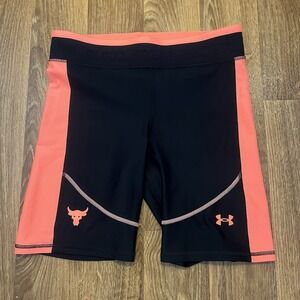 Under Armour Compression Shorts Women Large Black Pink Project Rock Heatgear